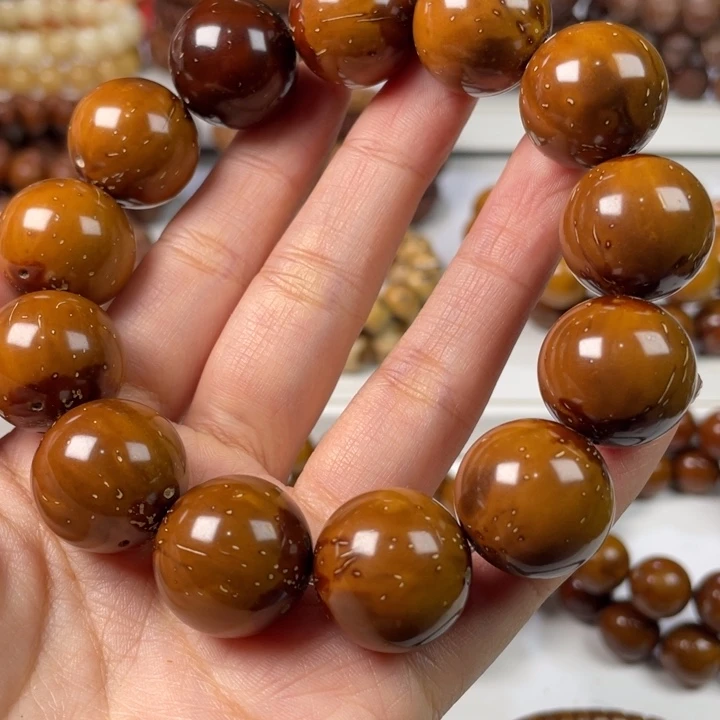 紫金鼠手串19尺寸练手瑕疵款（反油黄斑棕线）