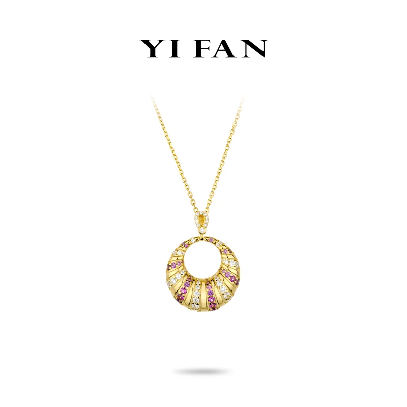 吊坠925银合成锆石 20097-紫白满钻月牙圈圈豪镶百搭项链