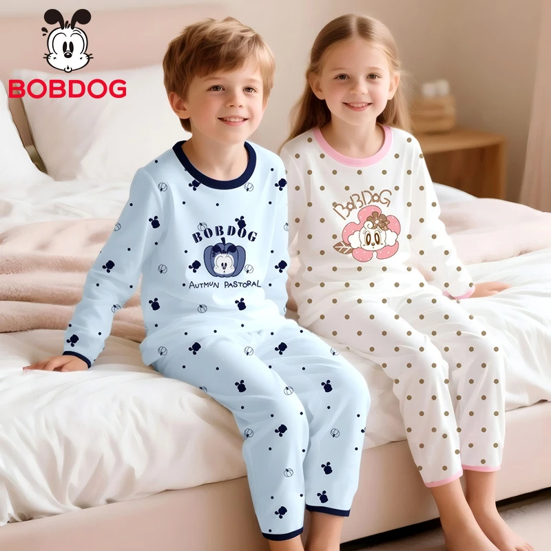 莱卡纯棉巴布豆儿童秋衣秋裤套装韩版男童长袖内衣家居服宝宝睡衣