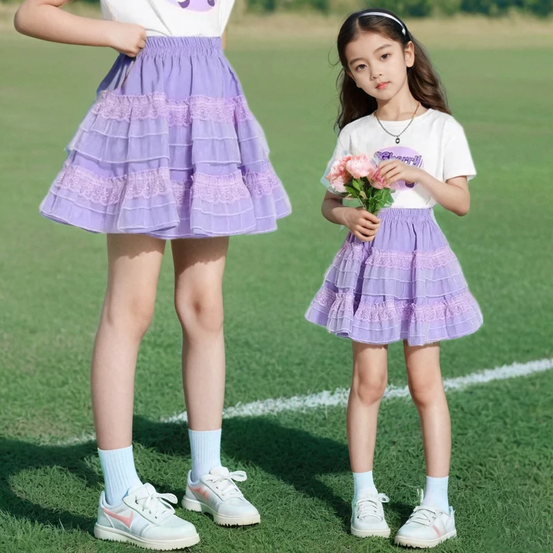 女童夏季半身裙2025新款儿童网纱蓬蓬短裙女孩蛋糕裙夏装公主裙裤