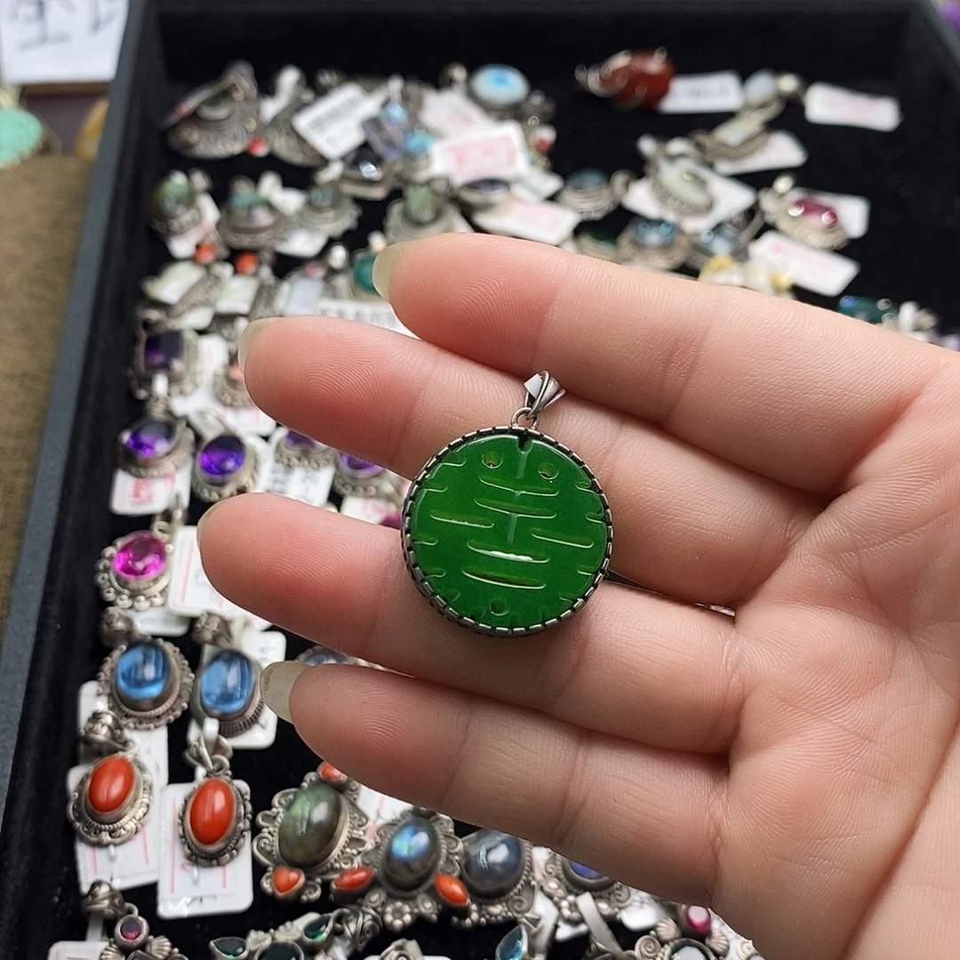 仿水晶吊坠925银菲晓鱼尼泊尔手工制作