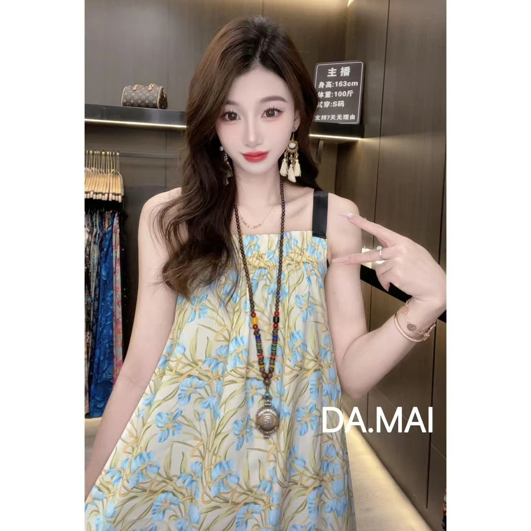 DA.MAI-8889#2025女款轻奢宽松长裙春夏缎料无袖气质时尚连衣裙