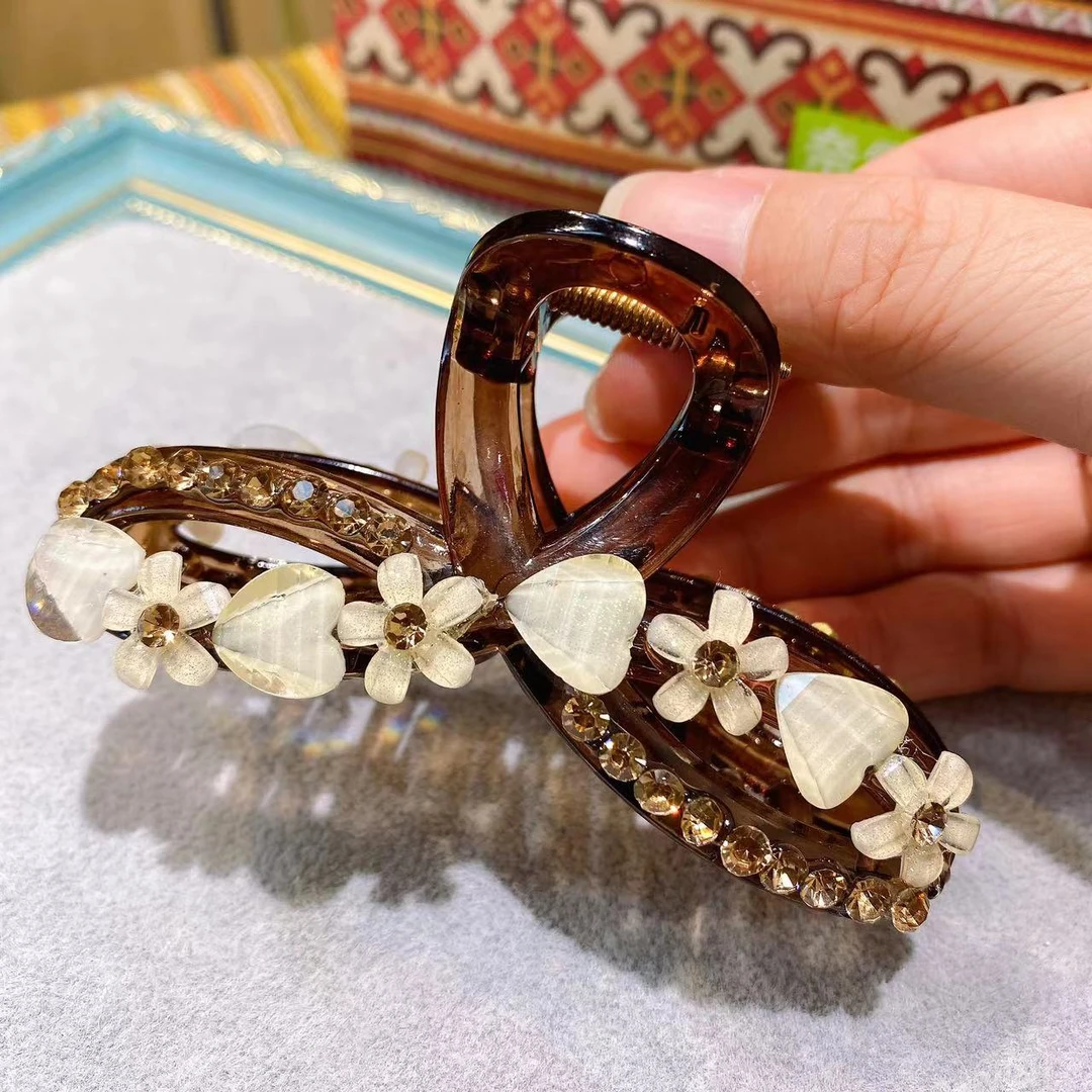 M1746春夏2025新款夏日茉莉花花中号抓夹9厘米