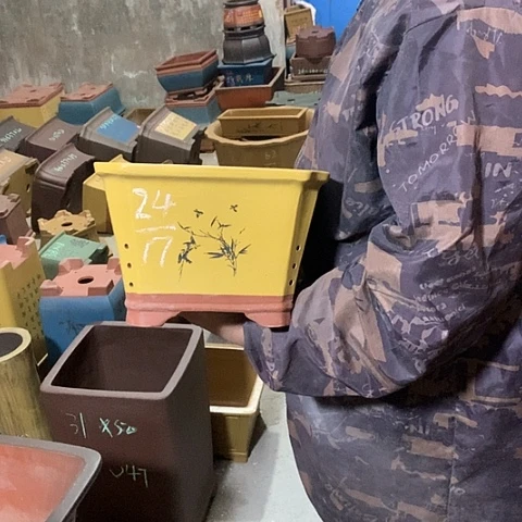 紫砂花盆手工制作