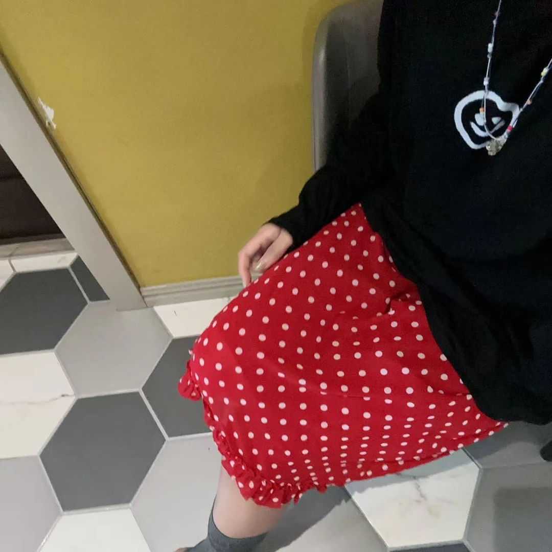 SISTERS夏日波波红木耳边松紧腰半裙