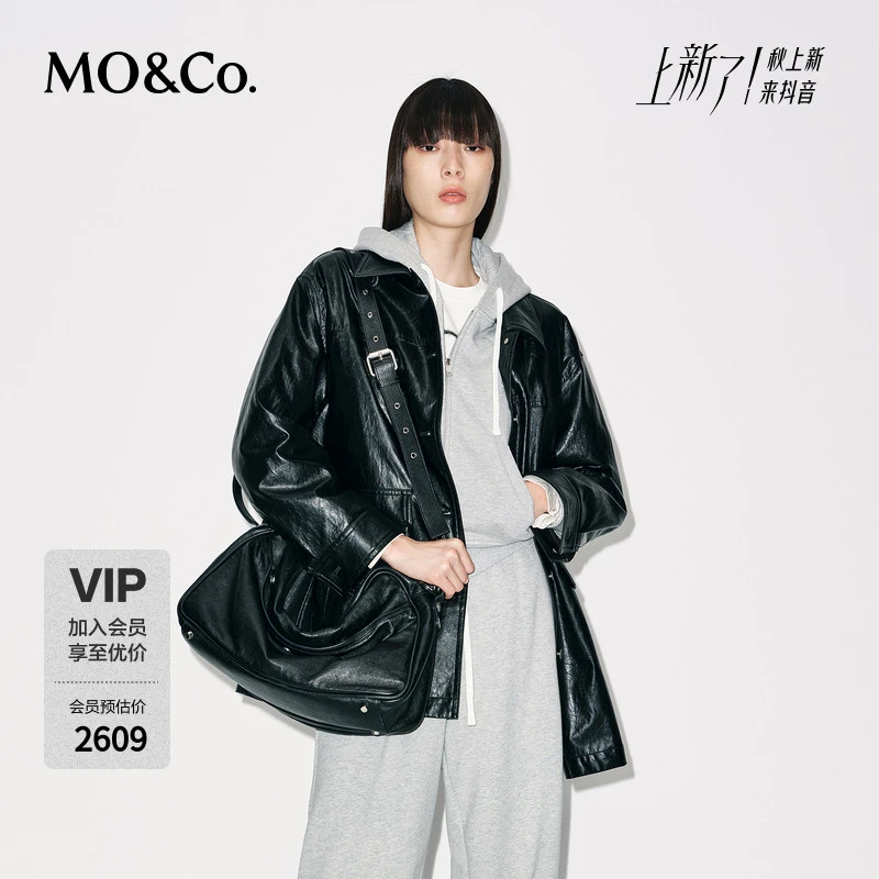MOCO羽绒服2025冬新品90鸭绒素皮衬衫式外套中性风H型MBE4EINT24