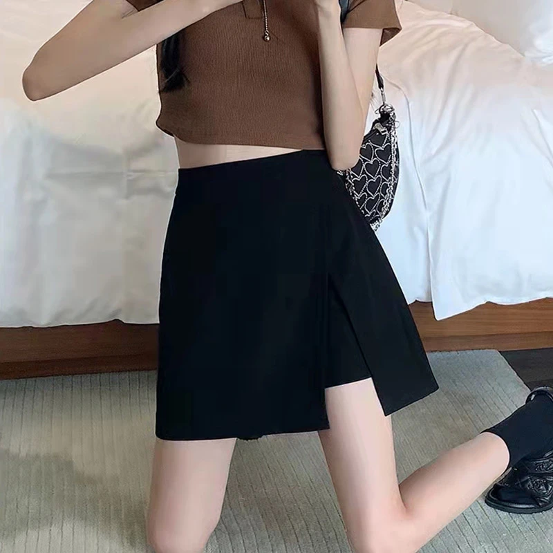 半身裙女夏季防走光短裤高腰显瘦百搭黑色a字裙大码时尚短裙裤女