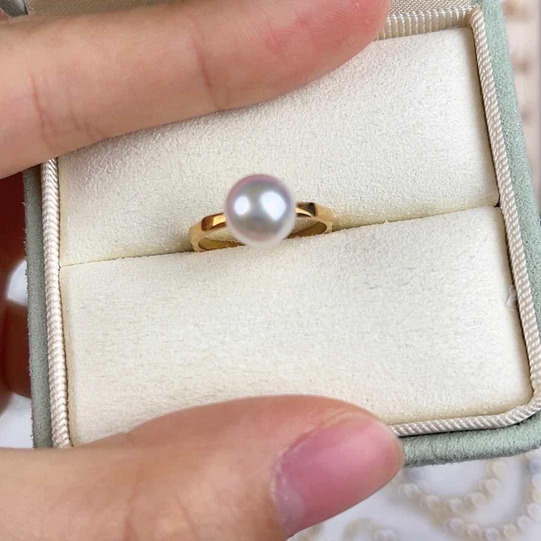 海水珍珠戒指18K金镶嵌