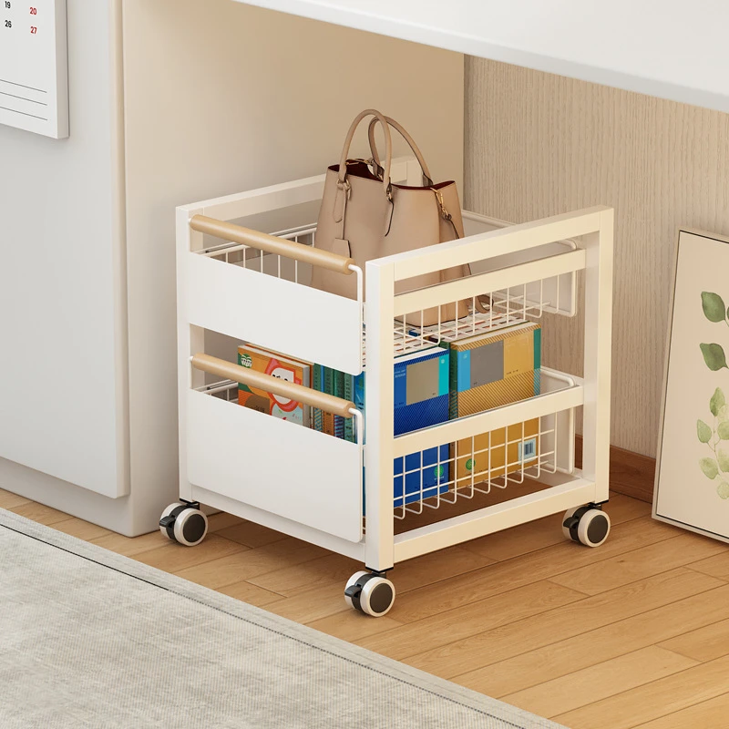 书包置物架可移动带轮家用书桌下小推车书本放置架神器书架收纳柜