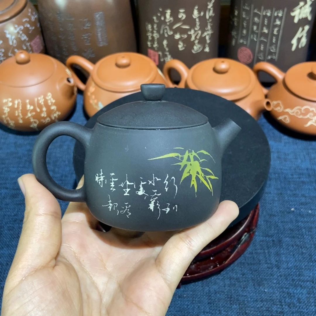9建水紫陶手工彩填壶120c