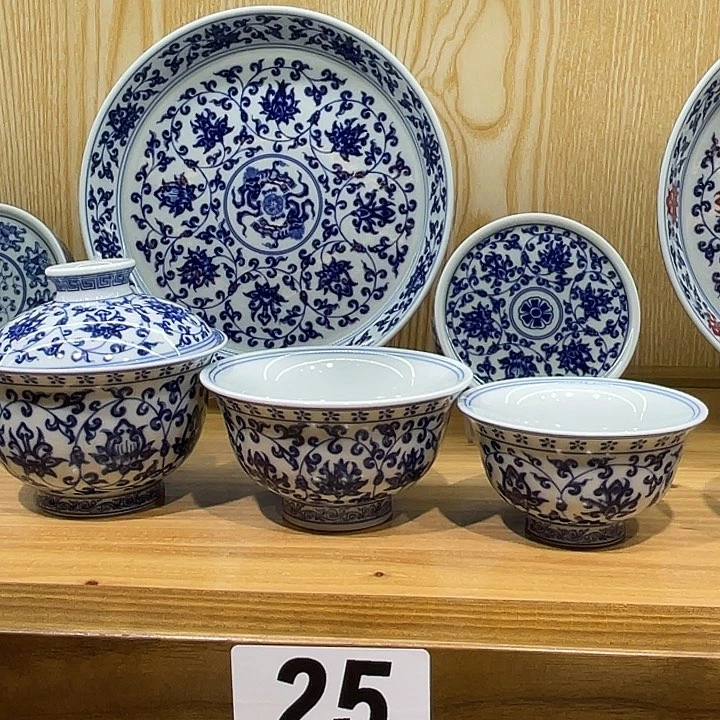 往***夏青花缠枝莲5件套茶器