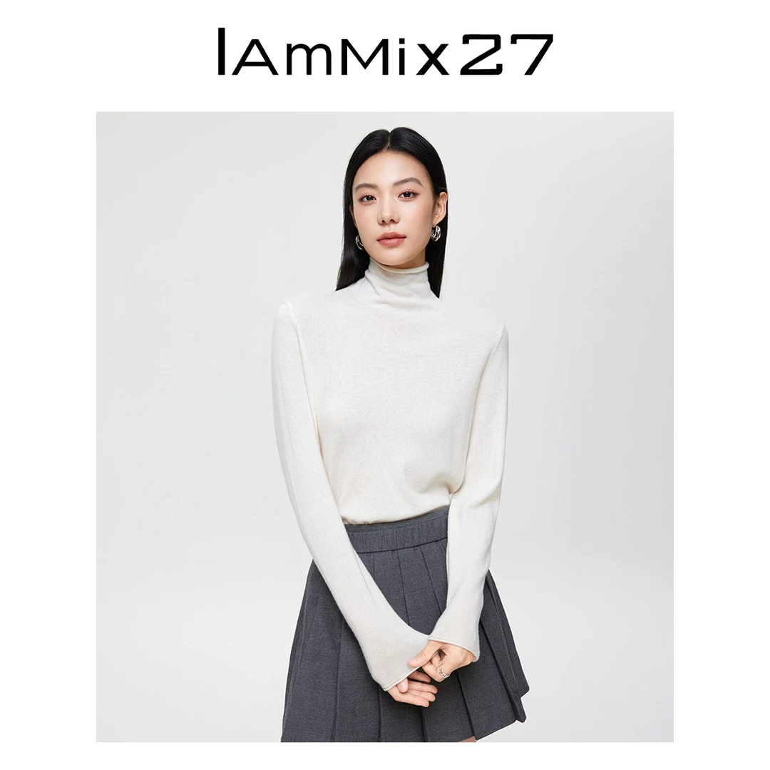 Iammix27内搭修身女半高领针织衫M4D5356