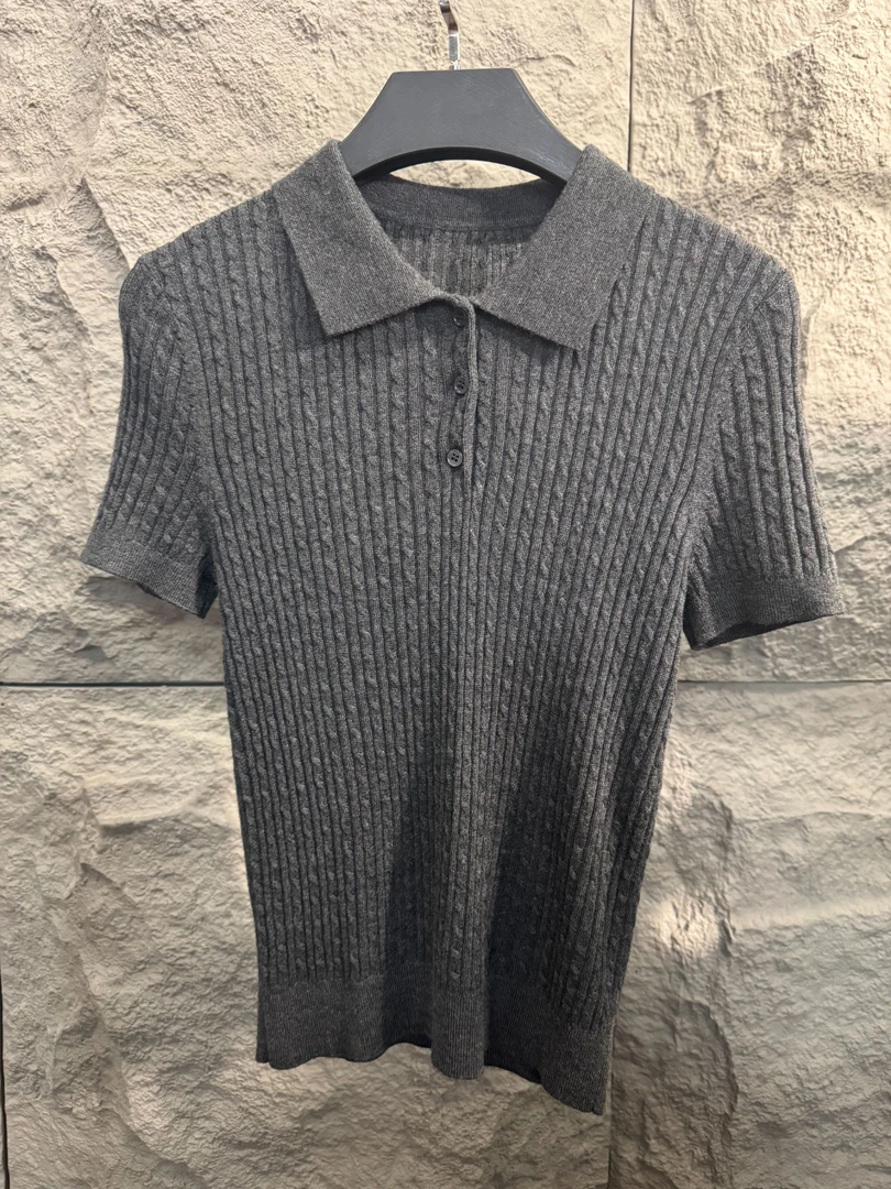 50237【Lp订单】简约坑条花纱针织衫翻领4445