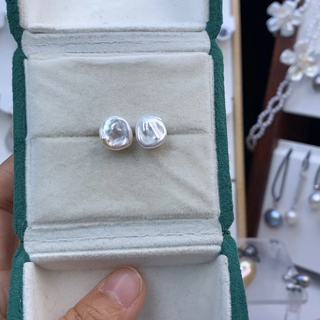 银S925镶嵌淡水珍珠耳饰