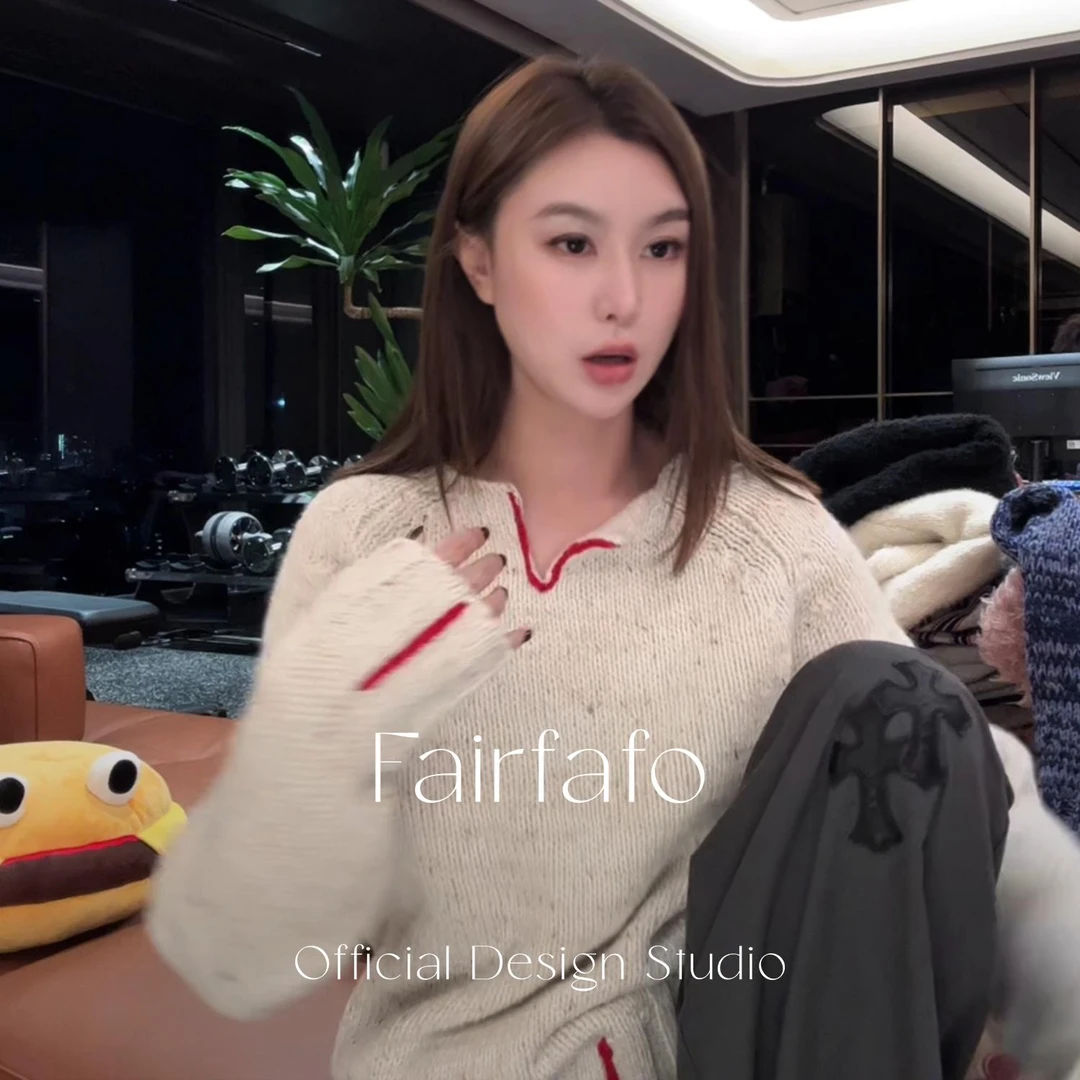 【慵懒撞色毛衣】XSMY59039高级感舒适秋冬温柔风新款撞色毛衣