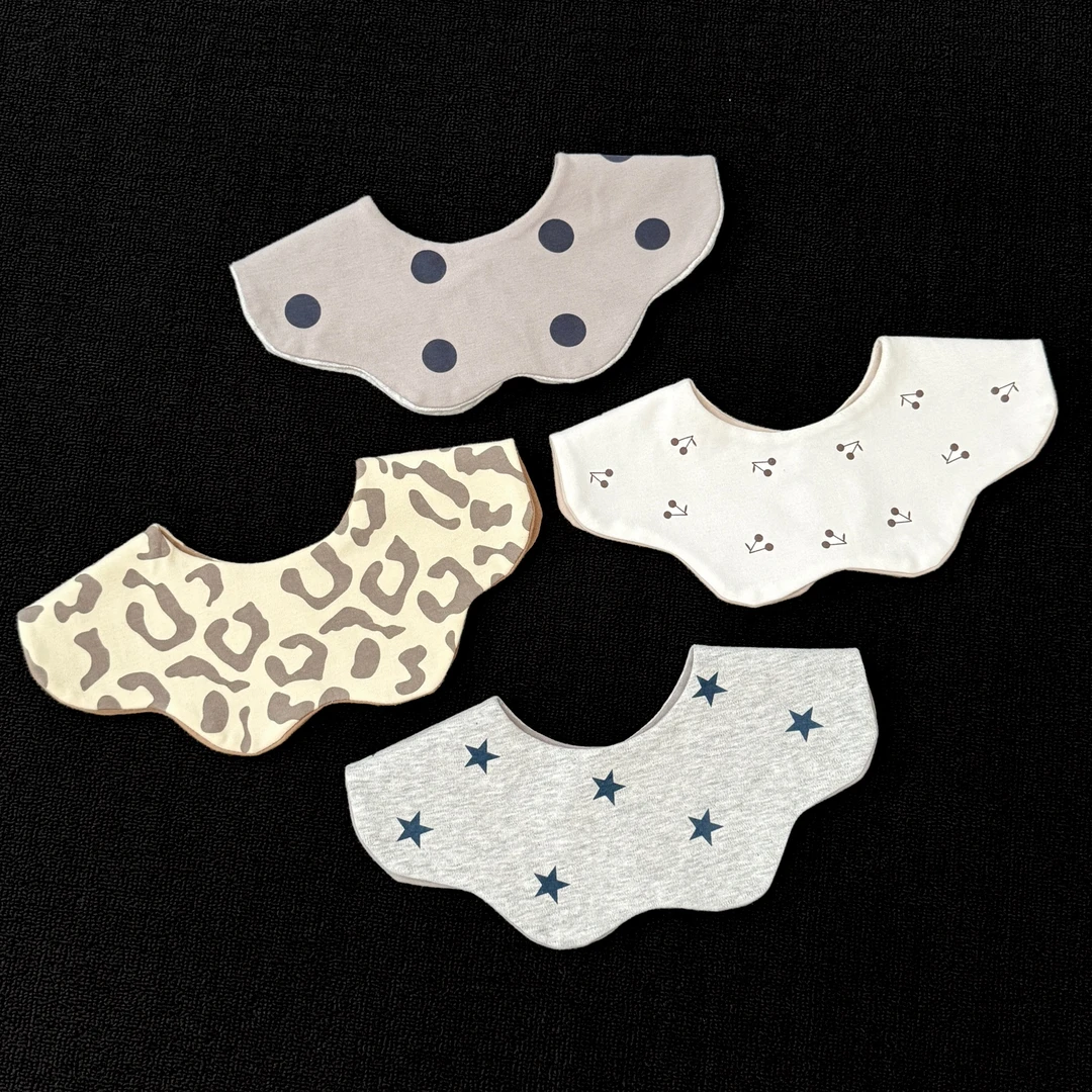 高颜值推荐婴儿纯棉双面口水巾防吐奶围兜围嘴花瓣造型清爽耐看