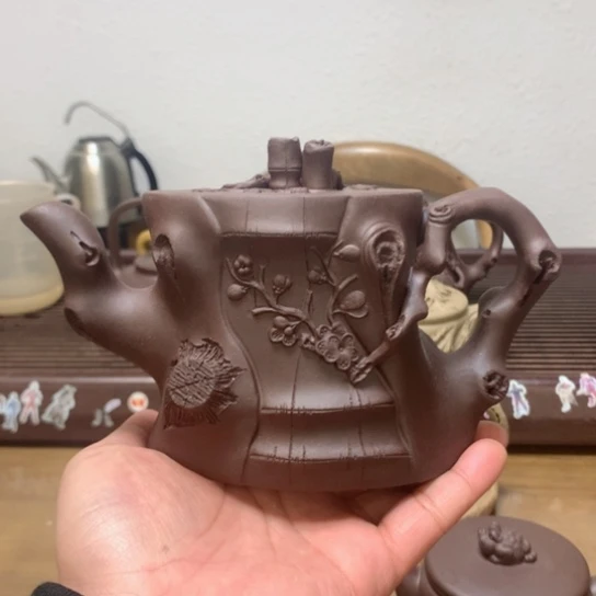 紫砂茶壶紫泥梅桩