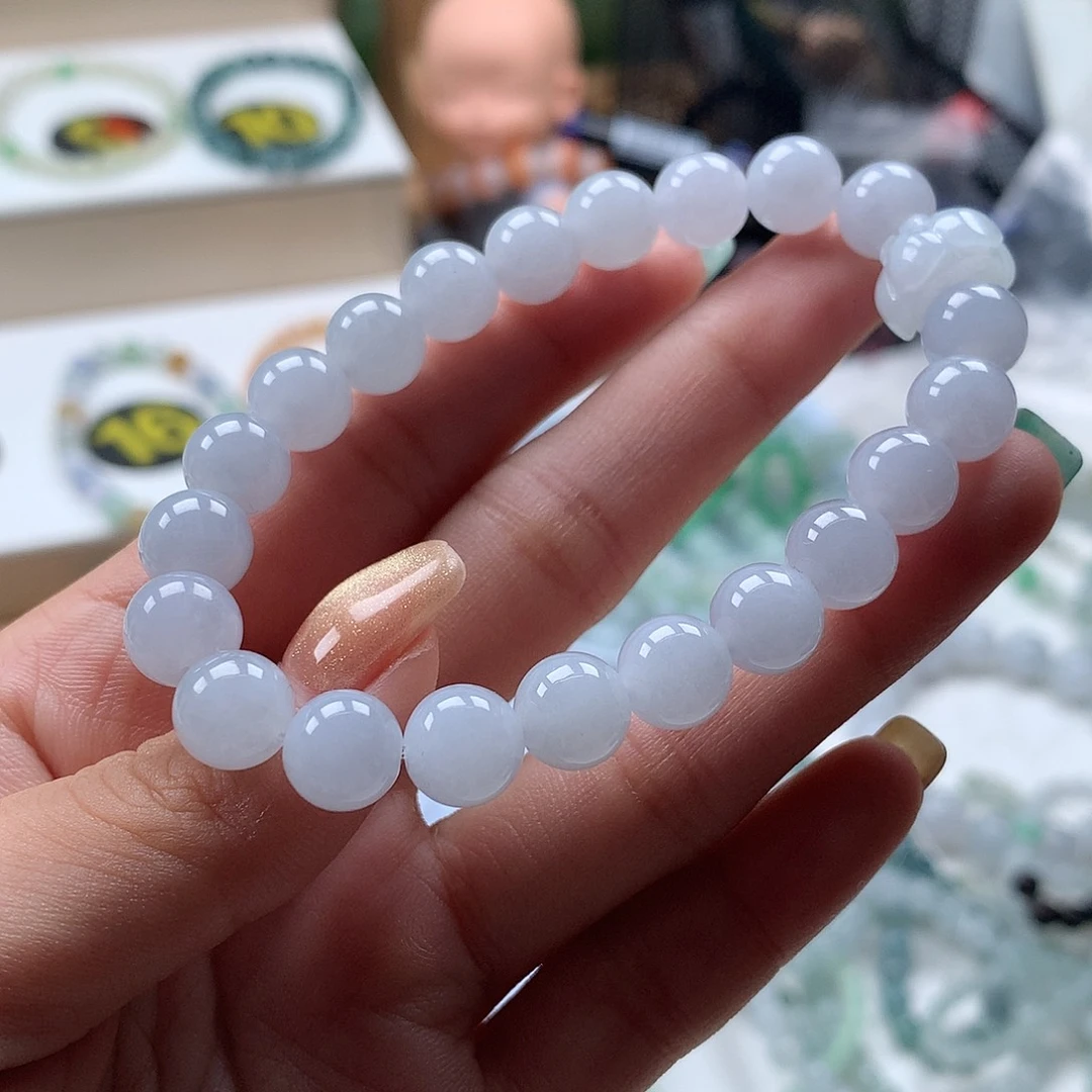 翡翠未镶嵌手串翡翠圆珠卡8.4