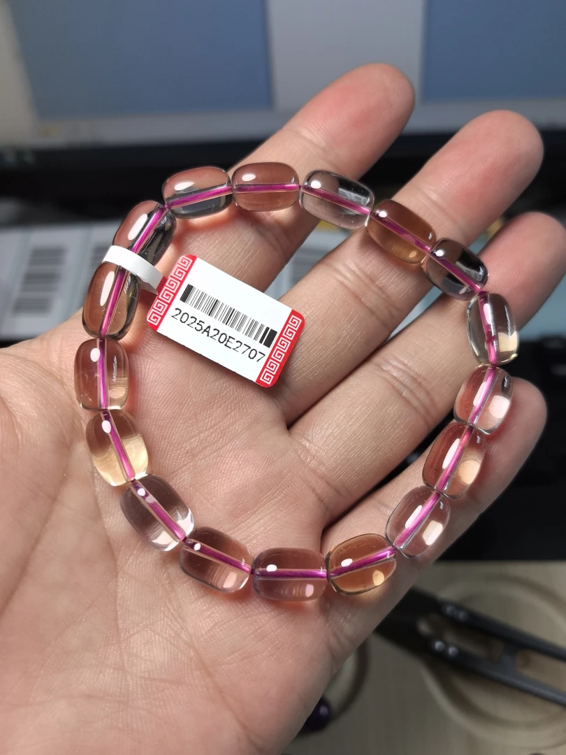 天然水晶紫黄水晶桶珠手链 天然品质保证 基地发货