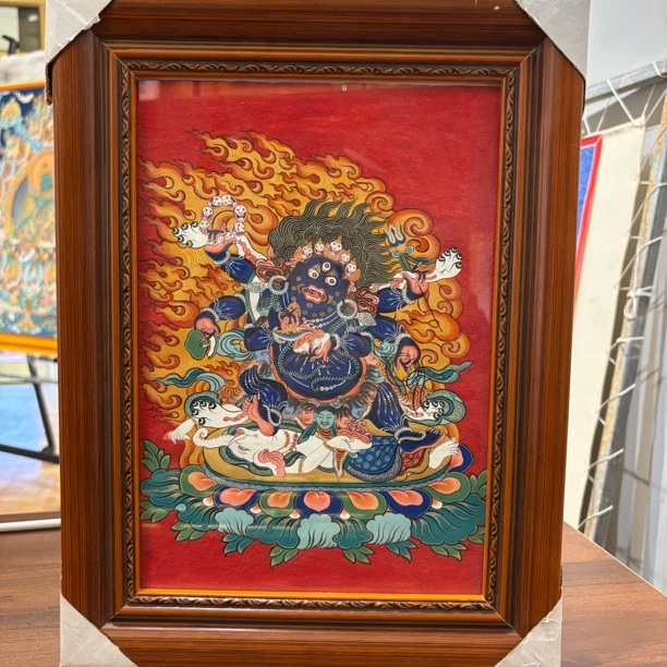 【福利】六臂玛哈嘎拉彩唐热贡唐卡画芯A4大小