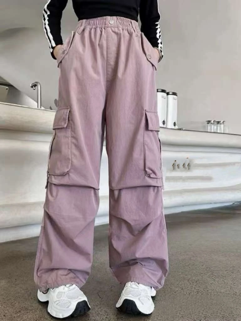 【25春新款】宽松女童阔腿裤  中大童韩版百搭工装休闲裤可亲子9277