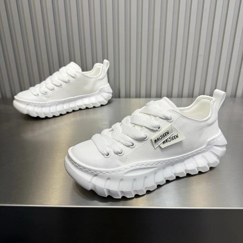 2025春季新款时尚厚底增高男士休闲鞋潮流百搭透气帆布鞋青年板鞋