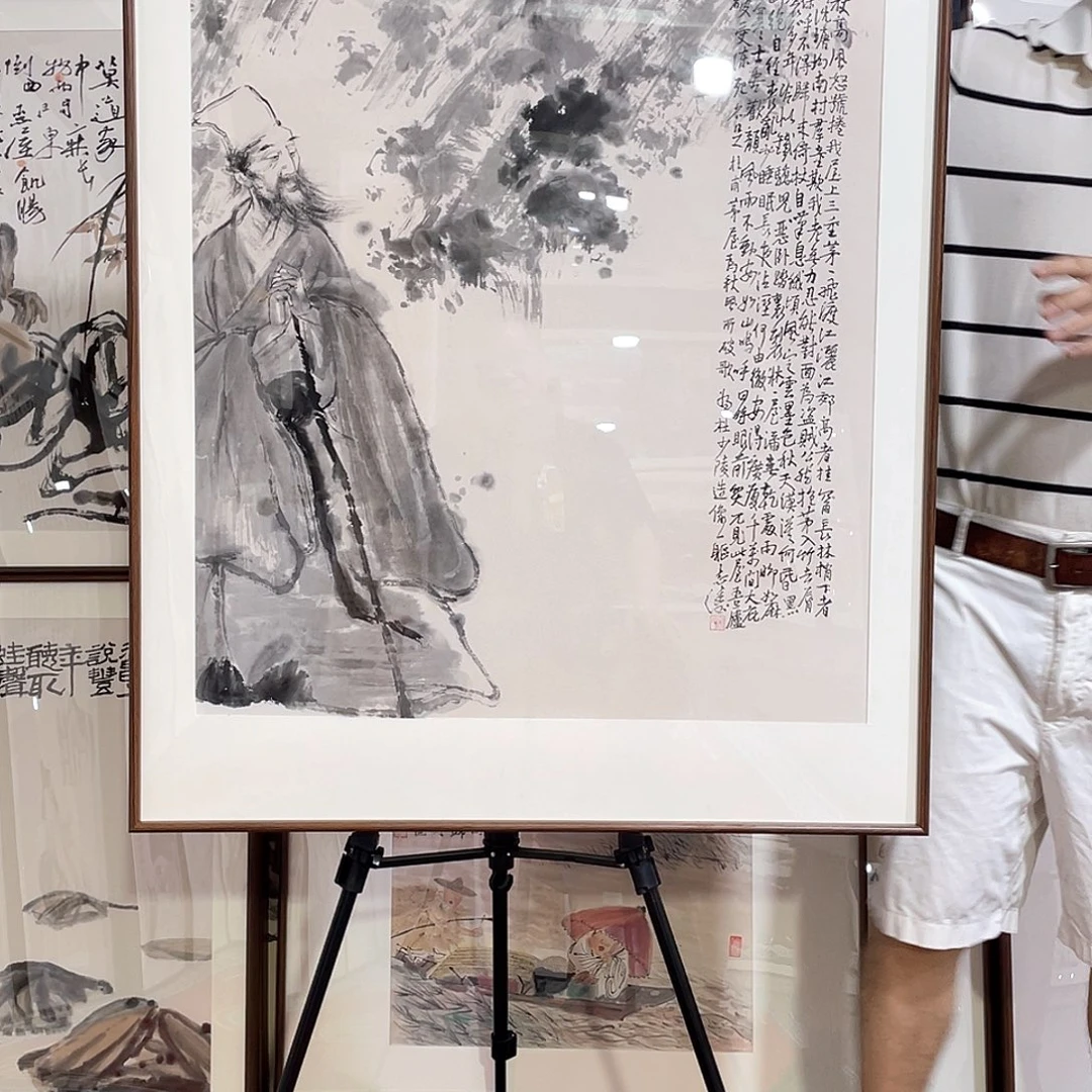 国画手绘画作品带框80/100