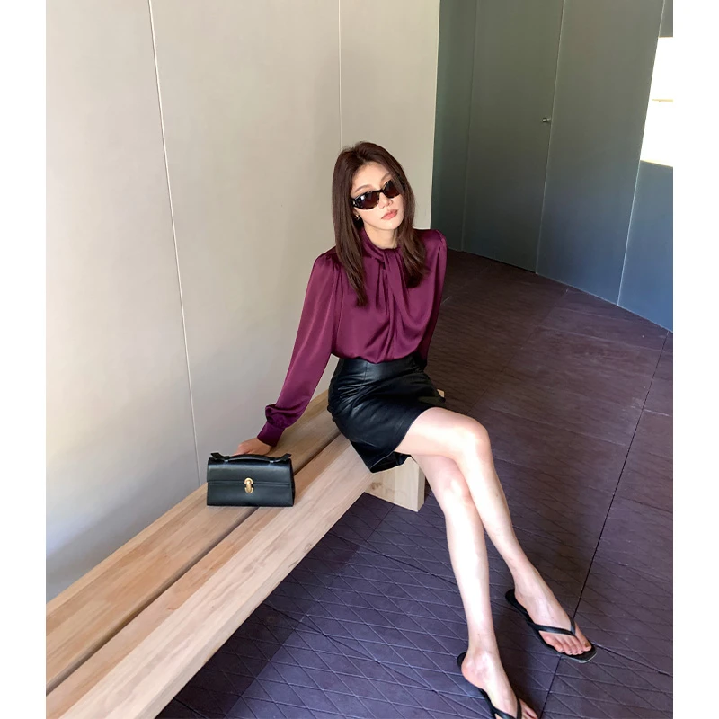 【ALONE SAVOR】龍喜儿暮光絮语 季时尚高端醇酸抽褶小衫T117