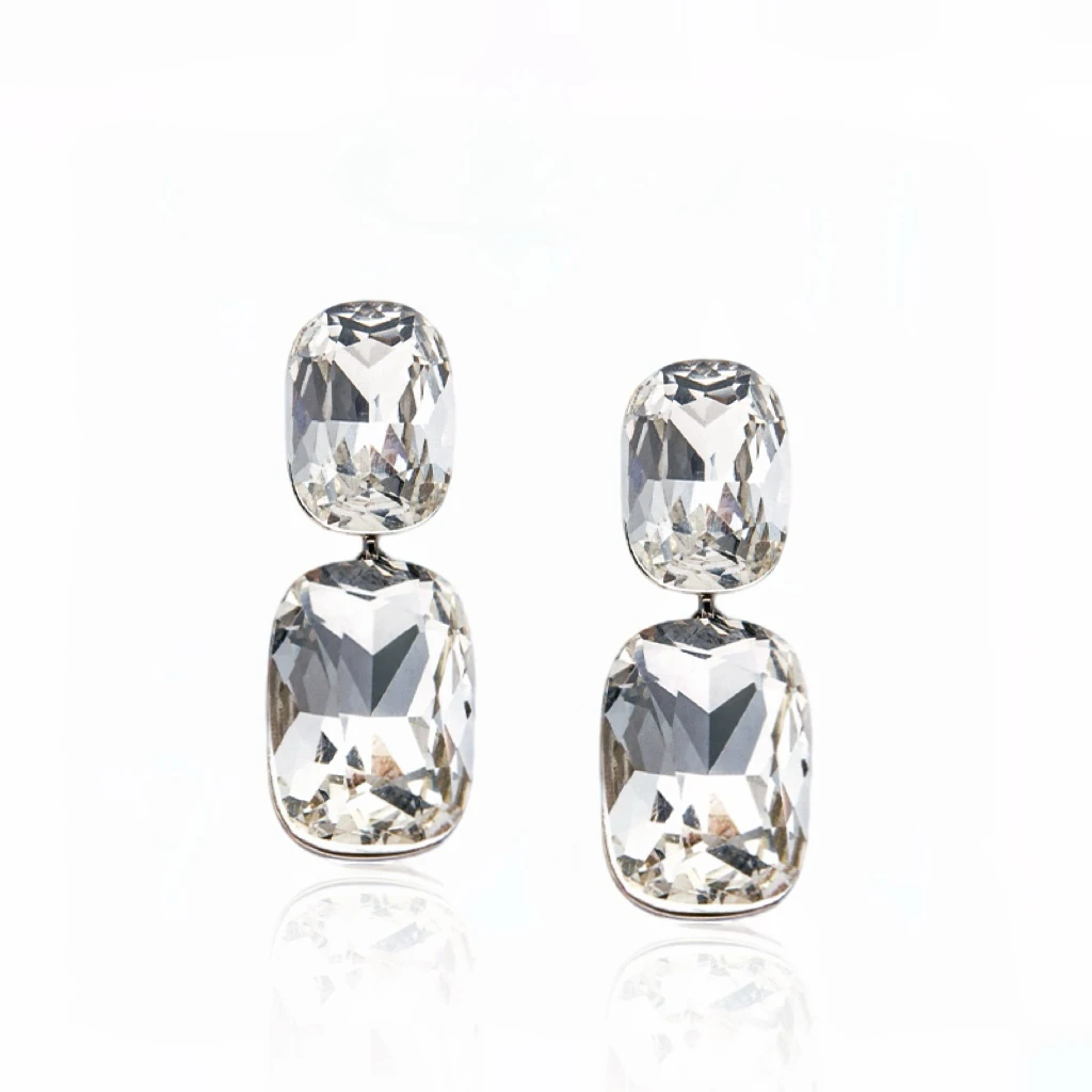 铜合金锆石耳饰 公主方糖轻奢气质耳坠