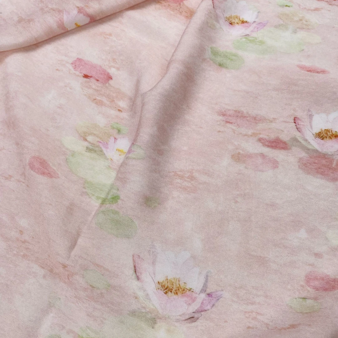 【焙焙家】  天丝苎麻  荷花粉编码22   春夏连衣裙上衣面料