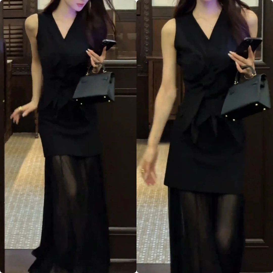 2025夏季新款时尚修身显瘦款女气质网红洋气连衣裙百搭款G6107