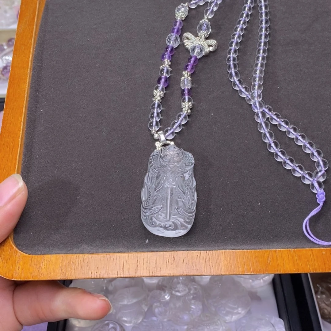 未镶嵌颈饰水晶白水晶将军狐吊坠 送链子