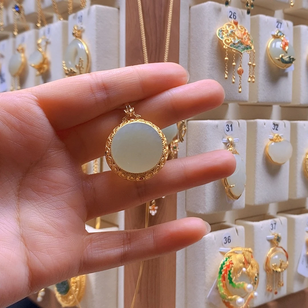 和田玉银S925镶嵌颈饰