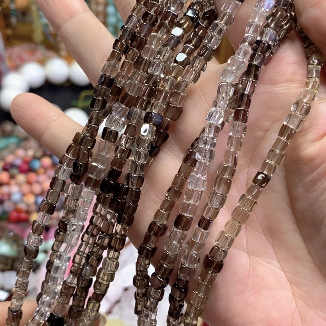未镶嵌玛瑙/玉髓珠宝半成品天然茶晶一条卡5mm