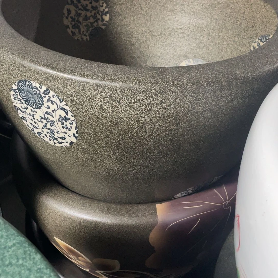 缸麻釉圆青花60✖️42➕圆底座