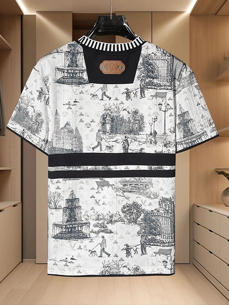 【大码300斤可穿奢品-高定V字母T恤】短袖男女同款--BA2105-1上衣