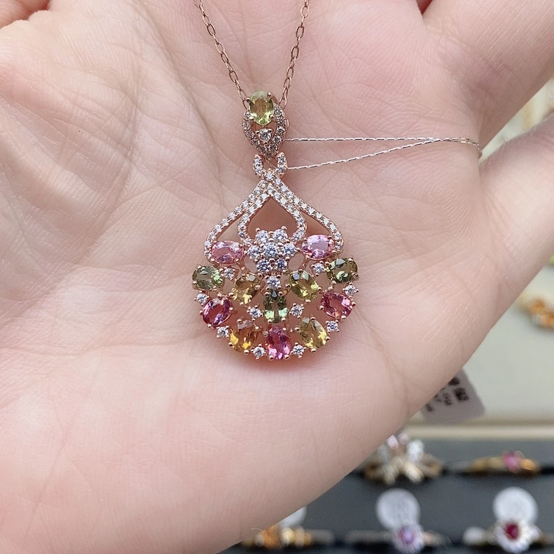 碧玺银S925镶嵌吊坠(赠链)