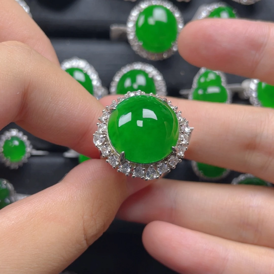 小***小翡翠银S925镶嵌戒指