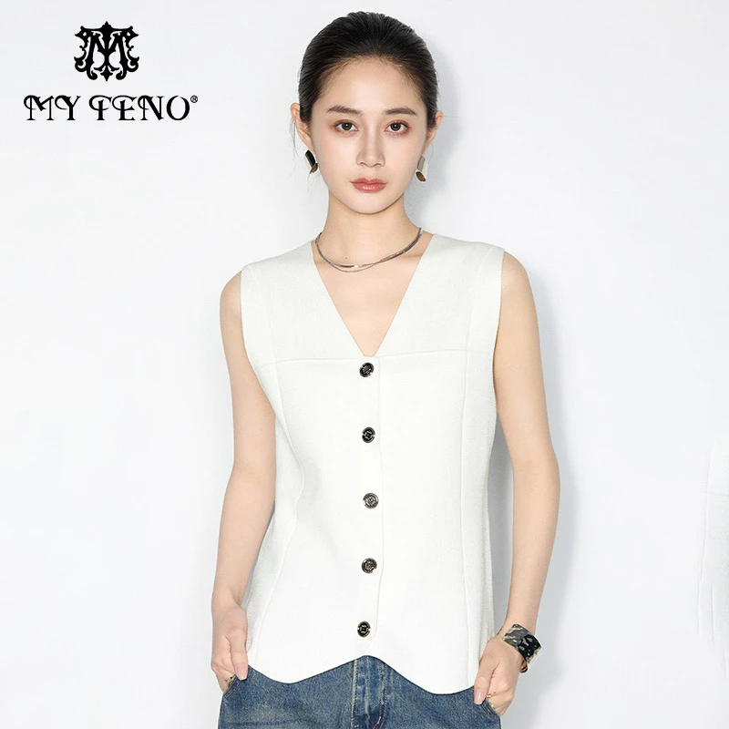 【粉丝专属】马天奴短款无袖马夹马甲气质白色针织VHS634UWX0