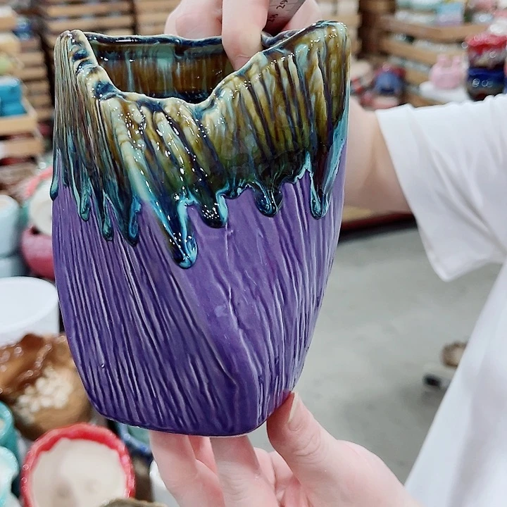 有孔，凑10元包邮陶瓷花盆发货！