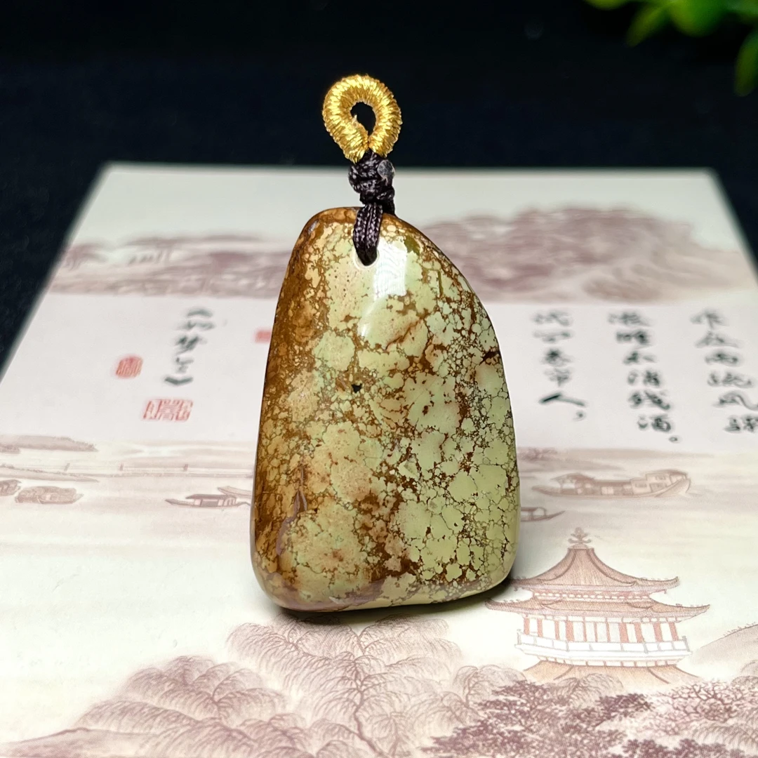 原矿高瓷无优化绿松石随形吊坠 特色卡其色棕色咖色挂件坠子红色