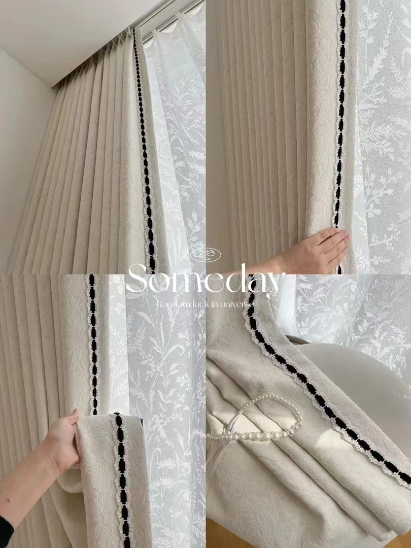 新款双面法式复古5D浮雕蔷薇雪尼尔卧室全遮光窗帘