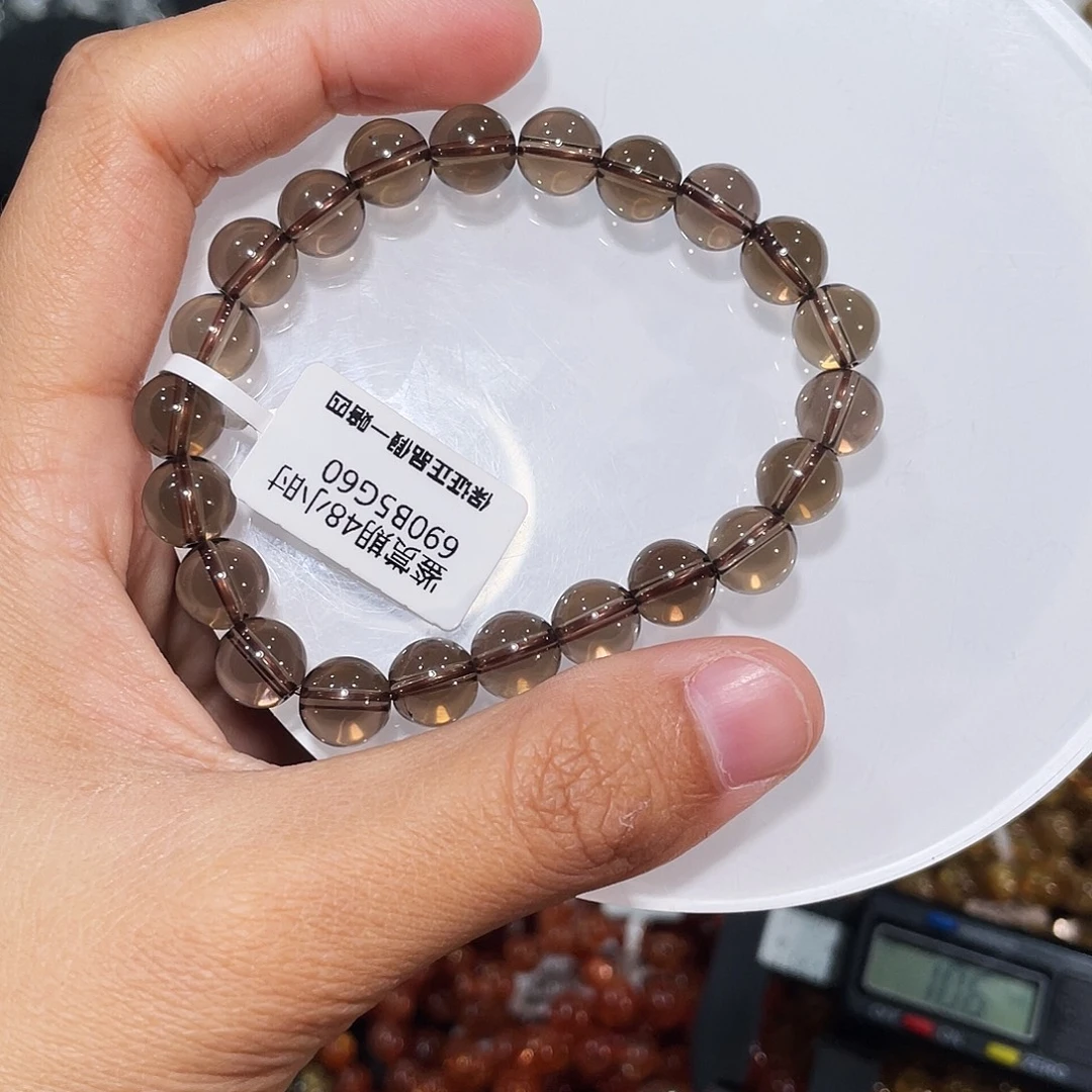 手链未镶嵌水晶全净体茶晶8mm