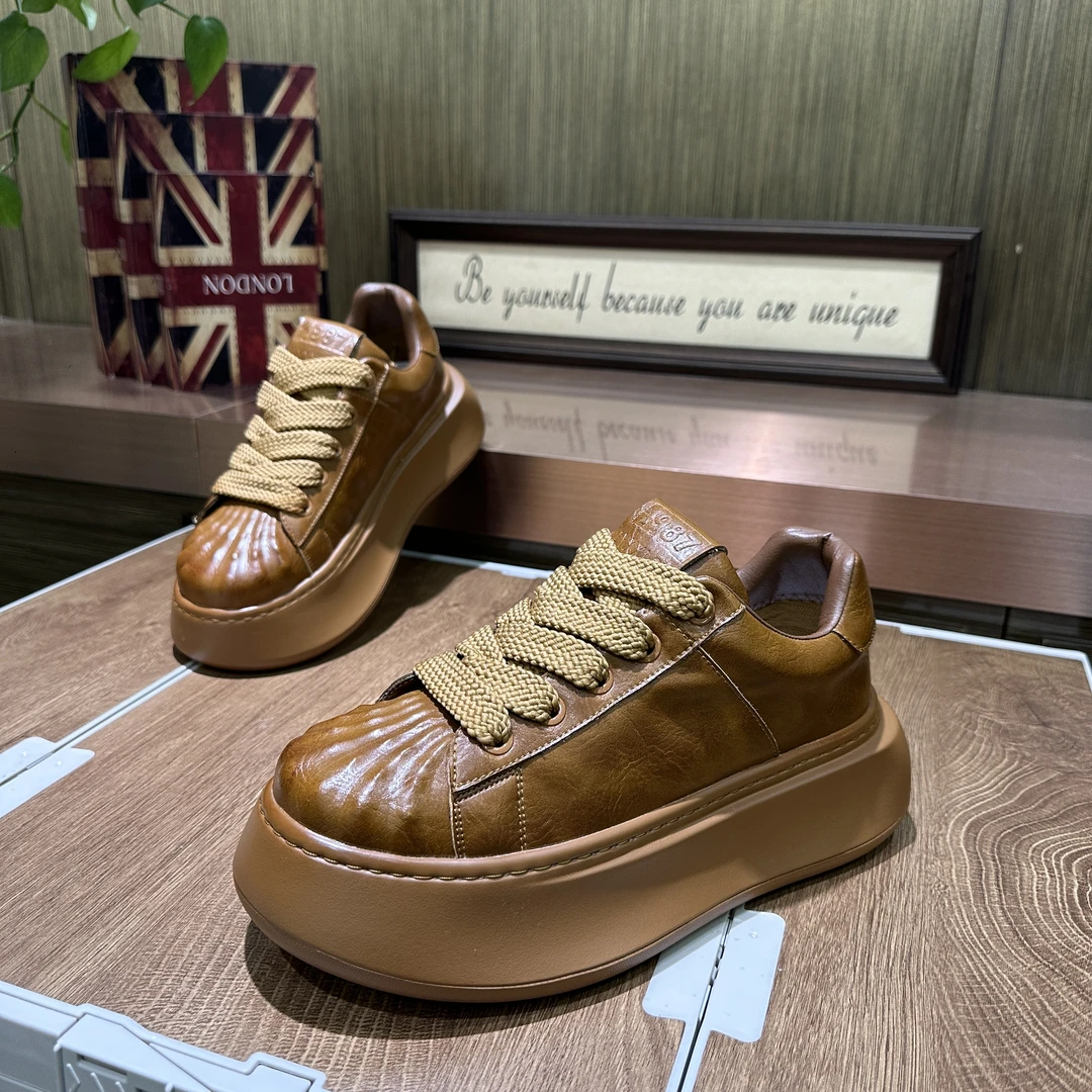 2025轻奢单棉同款皮面防滑耐磨潮鞋舒适百搭增高男鞋潮鞋休闲鞋