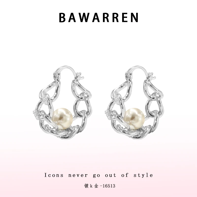Bawarren 16513-【链条耳扣】耳环简约百搭
