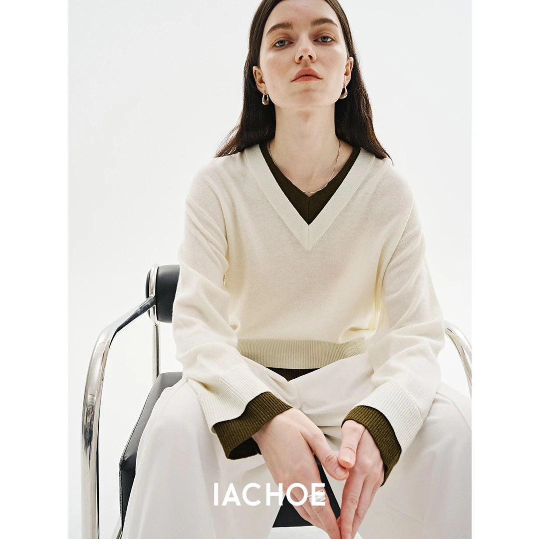 IACHOE假两件V领毛衣3621505004