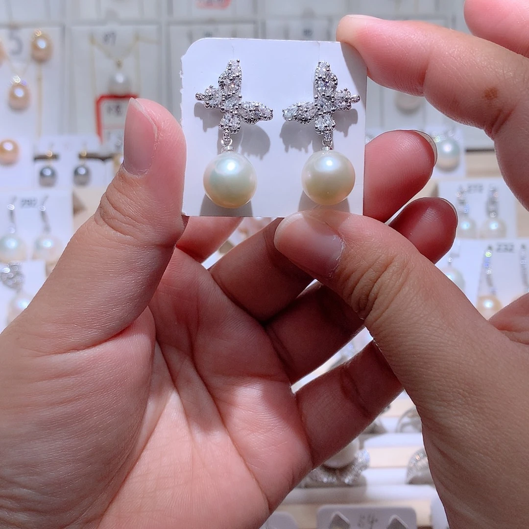 淡水珍珠耳饰银S925镶嵌CC11.3mm