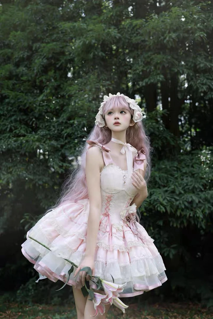 【山茶可可】现货秒发 狗短Lolita芭蕾风洛丽塔jsk甜美日常