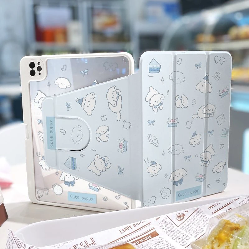 蓝色小狗适用苹果iPadA16平板保护套360旋转2025款iPad笔槽iPad10