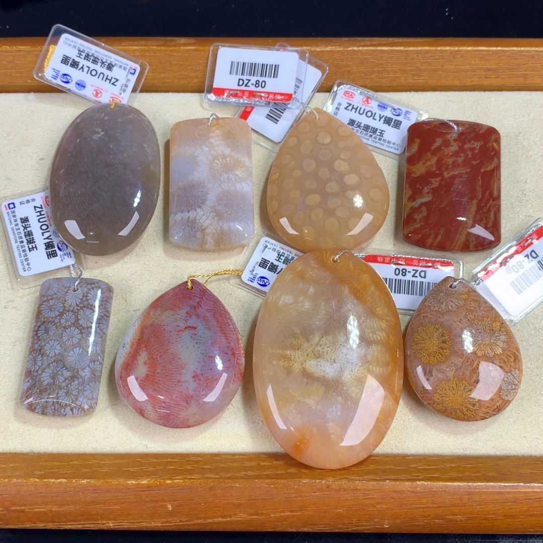 硅化珊瑚（珊瑚玉）未镶嵌吊坠(赠链)2号吊坠